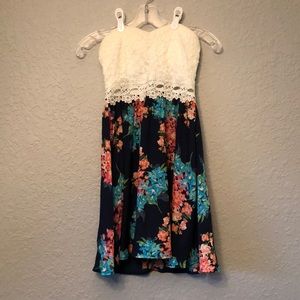 Floral Dress w/ White Lace Top
